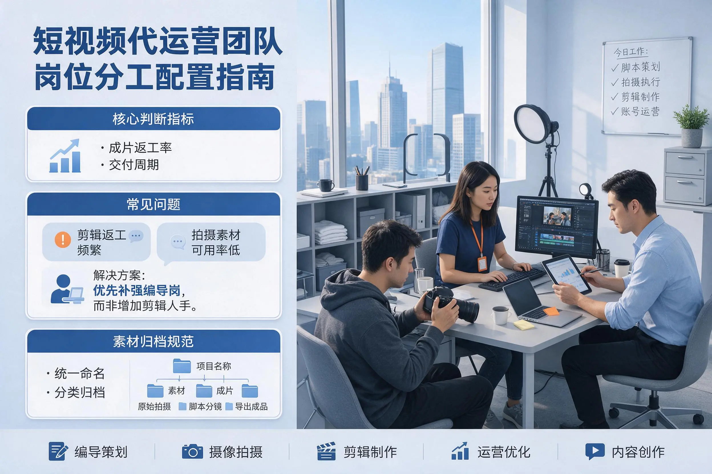 短视频代运营团队如何配置？台州企业岗位分工科普说明
